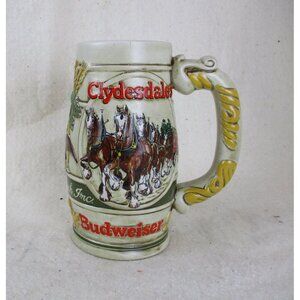 Budweiser Clydesdales Amheuser Busch‎ Beer Stein Ceramic Mug 1983 Ceramarte